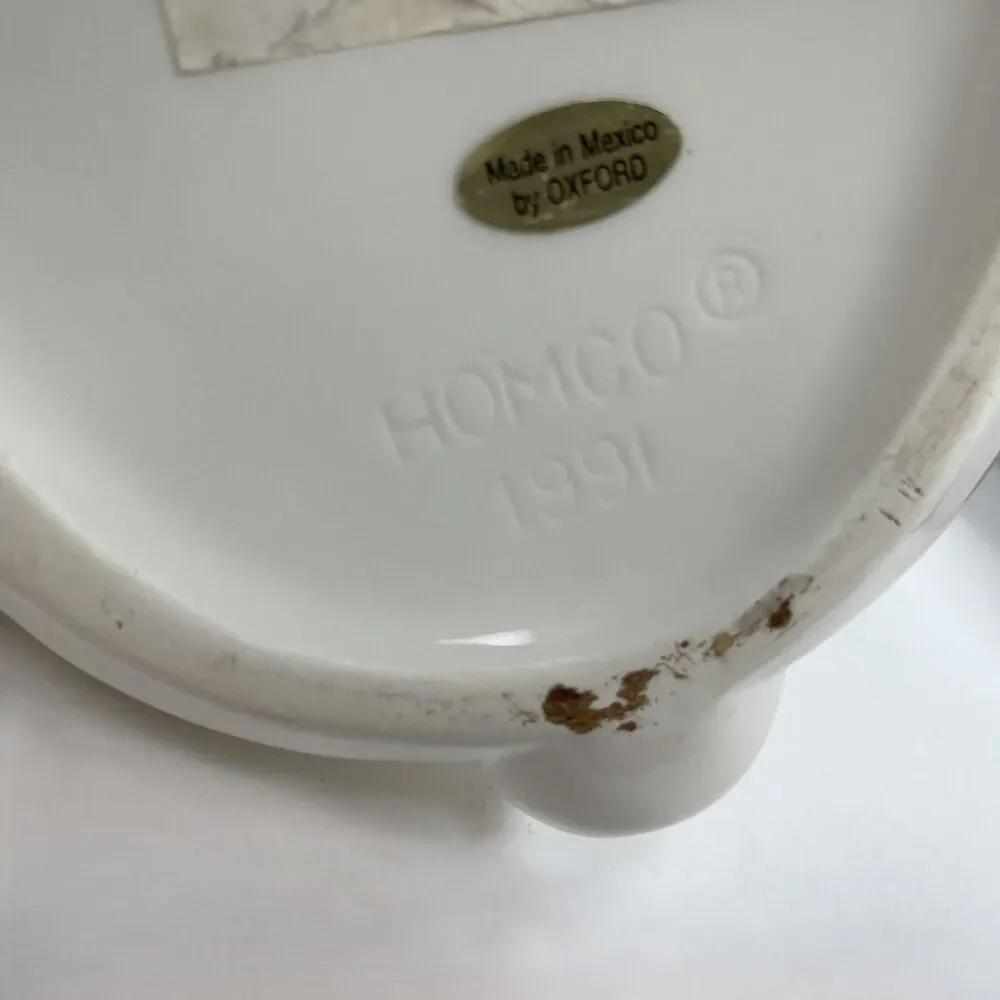 Homco 1991 Cookie Jar Canister Teddy Bear White Red Green‎ 8